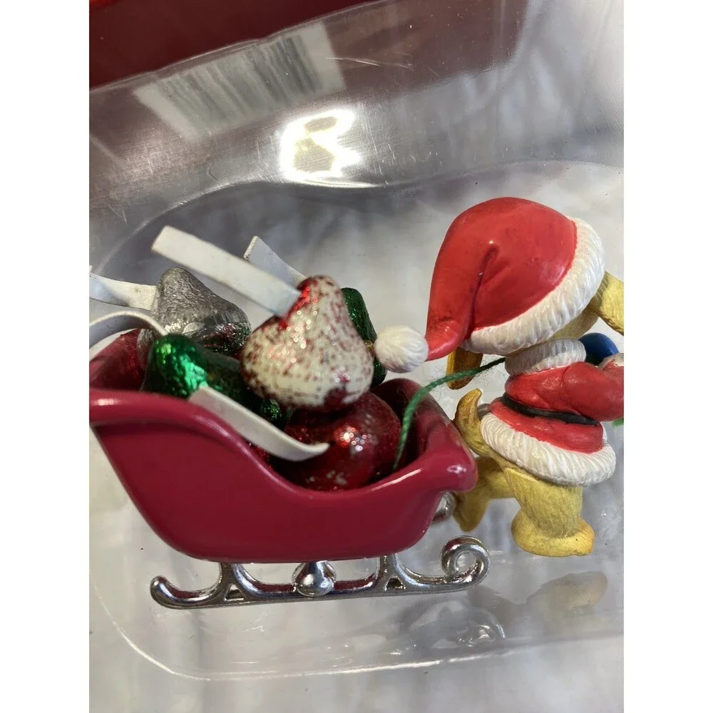 1995 Christmas Ornament “Hershey's Kiss Express” Sleigh Dog Vtg As Is